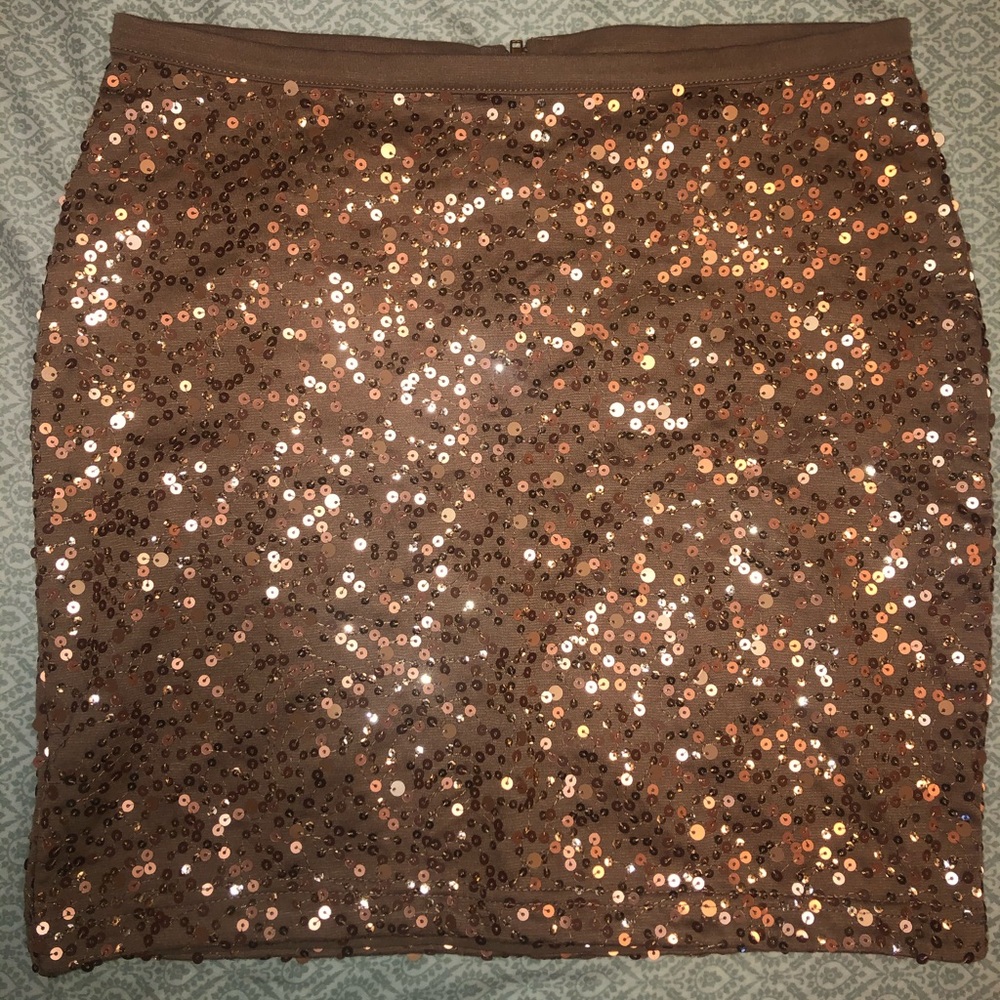 Rose gold sequin mini skirt